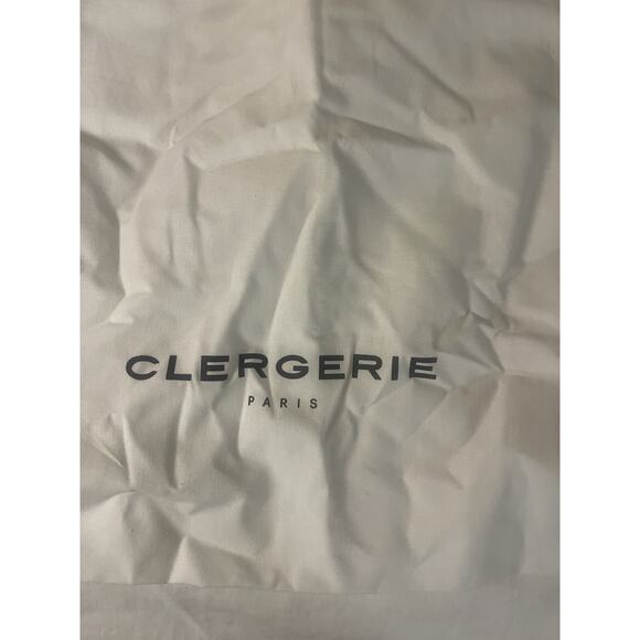 CLERGERIE PARIS Drawstring Shoe Dust Bag Lot 2 White Black Logo Cotton 14 X 10" - Picture 1 of 2